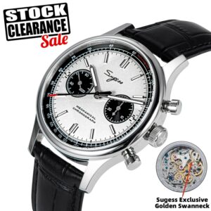 Sugess-Reloj de pulsera de piloto para hombre, cronógrafo mecánico de Panda, zafiro de la Fuerza Aérea, resistente al agua, para movimiento de gaviota ST1901 v3, 1963