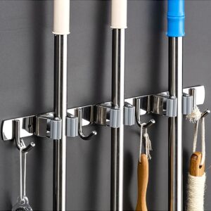 Soporte organizador de fregona de montaje en pared, gancho de escoba de acero inoxidable, gancho de almacenamiento, accesorios de organización de cocina y baño