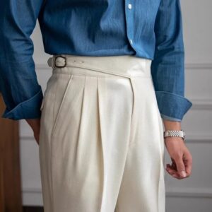 Pantalones largos de pierna recta para hombre, pantalón informal, versátil, de cintura alta, estilo italiano, para otoño e invierno, 2023