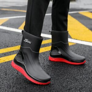 Zapatos de lluvia impermeables y antideslizantes para hombre, zapatos de goma para pesca al aire libre, trabajo de cocina, resistentes al agua, a la moda