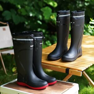 Botas de lluvia de alta gama para hombre y mujer, impermeables y cerradas, cortas y a media pantorrilla, antideslizantes, con cordón de goma