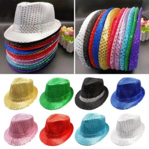 Sombrero de Jazz decorado con lentejuelas para hombre y mujer, gorra de actuación de baile en escenario, fiesta, vacaciones