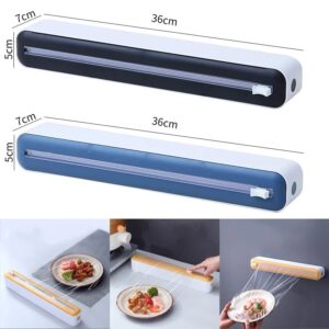 Dispensador magnético de película para alimentos, caja de almacenamiento con cortador, soporte de almacenamiento de papel de aluminio, cortador de película elástica