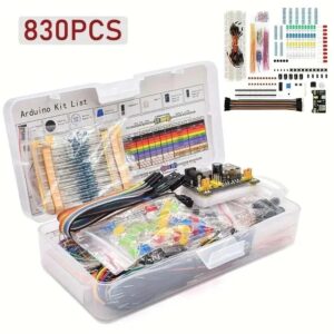 Kit de inicio de proyecto DIY para Arduino UNO R3, conjunto de componentes electrónicos con placa de pruebas de puntos de amarre, 830 unids/lote por caja