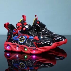 Disney-zapatos deportivos con luces LED para niños, zapatillas de cuero antideslizantes para correr, con dibujos animados, talla 25-35, para otoño