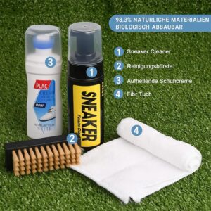 Kit de limpieza de zapatos, limpiador de Zapatos blanco, Kit de limpieza de calzado, kit de limpieza de zapatos de gamuza, cepillo de cerdas suaves y microfibra