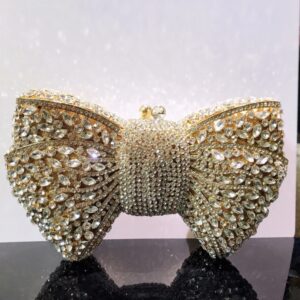 Bolso de mano de lujo con lazo de piedra para mujer, bolsos de noche de cristal, Minaudiere verde de Metal, bolso de mano de diamantes de imitación negros, monedero de fiesta de boda