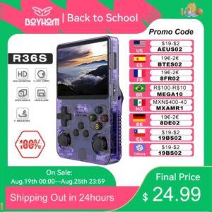 Consola de juegos portátil Retro R36S, sistema Linux, pantalla IPS de 3,5 pulgadas, reproductor de vídeo de bolsillo, 64GB, 128GB, juegos, regalo para niños