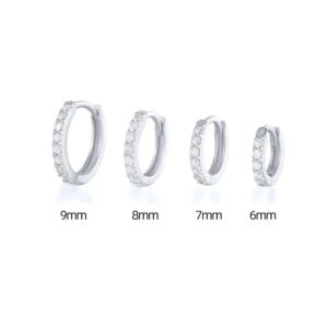 Pendientes de aro de circonita de cristal para mujer, Piercing de cartílago fino, Color plateado, joyería Simple, regalo