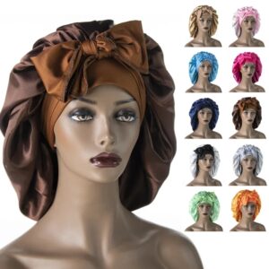 Gorro De dormir ensanchado De satén para mujer, gorro De noche con Streamer largo, gorro De noche para el cuidado del cabello, gorro elástico De Nuit, turbante De Ducha