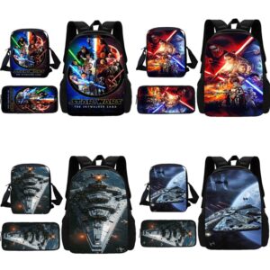 Juego de 3 piezas de Star Mandalorians w-wars para niños, mochila escolar con bolso de hombro, bolsas de lápices, mochilas escolares para niños y niñas, el mejor regalo