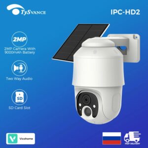 Vicohome-cámara de vigilancia de seguridad inalámbrica, videocámara de 2MP, WiFi, PTZ, IR, Color, batería recargable de 9000Mah, Panel Solar, IP66