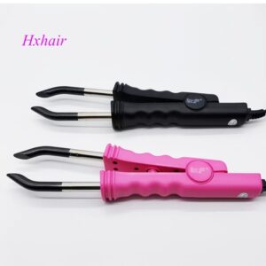 Loof-conector de fusión de extensión de cabello, plancha de fusión de cabello, enchufe europeo 220V/enchufe estadounidense 110V, negro y rosa