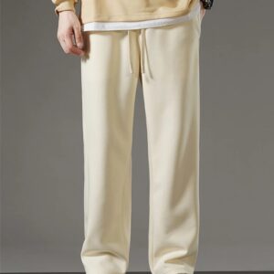 Pantalones de chándal para hombre, ropa deportiva de moda coreana, pantalones de chándal rectos de pierna ancha con cordón, pantalones sueltos informales de algodón, primavera y otoño