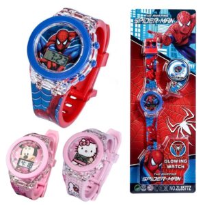 Reloj de dibujos animados para niños, luz Flash, Spiderman, Hello Kitty, Mickey, regalo para estudiantes, envío gratis