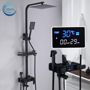 OXG juego de grifo de ducha termostático de latón, grifo de ducha de baño con pantalla Digital, grifo de ducha termostático, columna de ducha de lluvia