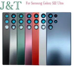 Reemplazo de cristal trasero para Samsung Galaxy S22 Ultra, funda de puerta trasera con batería de SM-S908B, lente de cámara con adhesivo