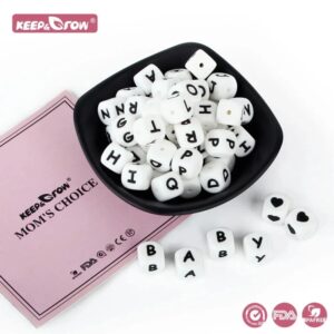 Cuentas de letras de silicona, 12MM, alfabeto inglés para nombre personalizado, DIY, chupete, mordedor, juguetes, 26/50/100/300//600/1000 piezas