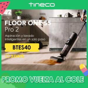FLOOR ONE S5 PRO 2 de Tineco Limpiadora y Mopa de Suelo Inalámbrica Inteligente para Suelos Duros, pantalla LCD, Mopa de Limpieza en Un Solo Paso para Suciedad Pegajosa y Pelo de Mascotas, Tiempo de Funcionamiento Prol