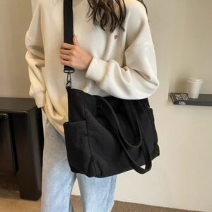 Bolso de hombro versátil, bolsa cuadrada de pana, de gran capacidad, de ocio, portátil, cruzado