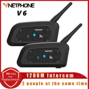 Vnetphone-intercomunicador V6 para casco de motocicleta, interfono inalámbrico con Bluetooth, impermeable, MP3, 1200M, para 6 conductores