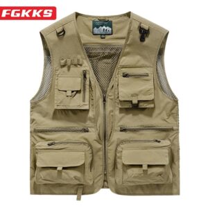FGKKS-Chaleco de ocio al aire libre para hombre, abrigo deportivo transpirable con múltiples bolsillos, diseño de alta calidad, novedad de 2023