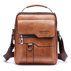 Bolso de hombro de marca para hombre, bandolera de piel sintética con solapa, de negocios, sólido, de viaje, para ipad de 9,7 pulgadas