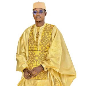 Ropa africana para hombre, Top de manga larga con diseño bordado Bazin Riche, conjunto de 3 piezas