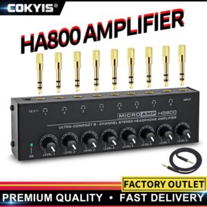 AMPLIFICADOR DE AURICULARES de 8 canales Audio HA800 amplificador de microamplificador estéreo para grabación de mezclador de música amplificador de sonido ultracompacto