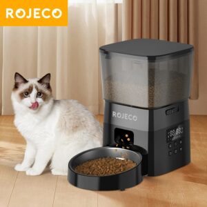 Robeco-comedero automático para gatos, dispensador de comida fresca inteligente para mascotas con tazón de acero inoxidable, dispensador automático de Kibble para perros, 2L