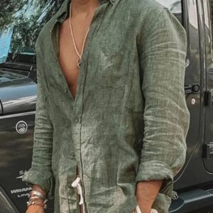 Camisa de manga larga para hombre, camisa informal holgada de gran tamaño con botonadura única, blusa masculina de ocio para primavera y verano