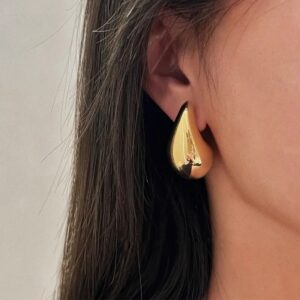 Pendientes de acero inoxidable con forma de gota de agua para mujer, aretes con forma de gota de lágrima y gotas huecas, Color dorado, resistentes al agua, hipoalergénicos, novedad de 2023