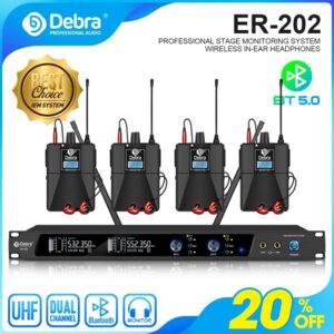 Debra-Sistema de Control de oído inalámbrico, sistema de Audio de escenario ER-202, UHF, con múltiples transmisores, para cantante de actuación