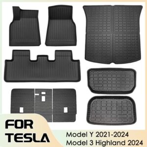 Alfombrillas impermeables para Tesla Model Y 2021-2024, accesorios para maletero, almohadillas de TPE, accesorios para Tesla Model 3 2024 Highland