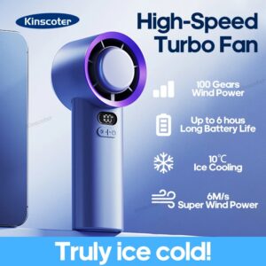 KINSCOTER-ventilador Turbo portátil de mano, miniventilador Personal ajustable con 100 velocidades de viento, funciona con pilas, eléctrico, para pestañas