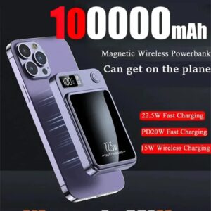 Cargador rápido inalámbrico magnético para iPhone, batería auxiliar portátil Magsafe para Xiaomi y Samsung, 100000mAh
