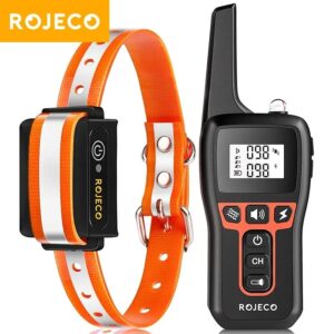 Robeco-Collar de entrenamiento eléctrico para perros, dispositivo de Control remoto para mascotas, recargable, Control de ladridos, parada de choque, 1000m