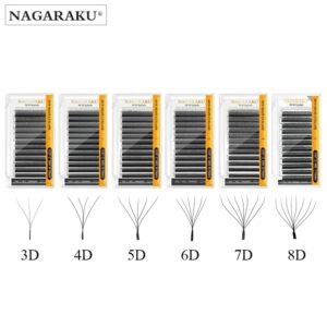 NAGARAKU-extensiones de pestañas con forma de W, 3D, 4D, 5D, 6D, 7D, 8D, ventiladores prefabricados, velocidad, luz Natural suave, denso
