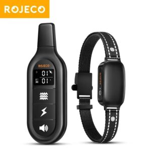 Robeco-Collar eléctrico de entrenamiento para perros, vibrador Digital recargable con Control remoto, resistente al agua IPX7, para mascotas, con descarga y parada de ladridos