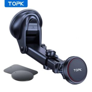 TOPK-soporte magnético para teléfono de coche, brazo telescópico ajustable con imán fuerte N52, ventosa para parabrisas de salpicadero