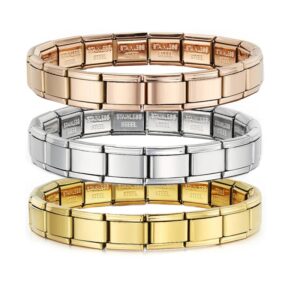 Pulsera italiana de 9mm de ancho, brazalete de acero inoxidable, cadena de eslabones elásticos, alta calidad, bricolaje de fábrica