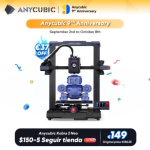 ANYCUBIC Impresora 3D FDM Kobra 2 Neo Con LeviQ 2.0 Nivelación automática Tamaño de impresión 220*220*250mm Extrusor integrado preinstalado