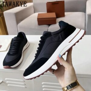 Zapatillas de deporte de marca italiana para hombre, zapatos informales de negocios, mocasines para caminar con cordones de punta redonda