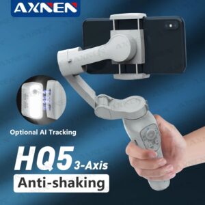 AXNEN HQ5 cardán estabilizador de mano de 3 ejes para teléfono móvil, disparo antivibración, seguimiento ia opcional, para teléfono iPhone y Android