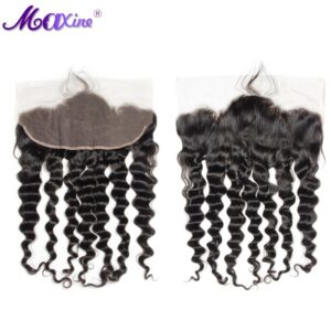 Maxine-Cabello Humano ondulado de 13x6 para mujer, postizo de encaje Frontal, 100% brasileño, mojado y ondulado