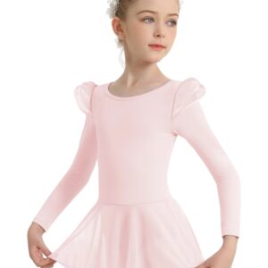 Leotardos de Ballet para niñas, vestido con falda de manga larga con espalda hueca para baile (niño pequeño/niña pequeña/niña grande)