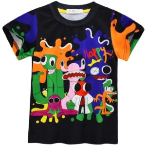 Camiseta de manga corta con estampado de arcoíris para niños y niñas, ropa deportiva de juego de amigos para verano, 2023
