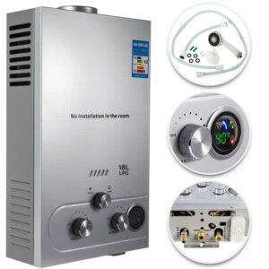 VEVOR-calentador de agua instantáneo de Gas propano, Caldera de acero inoxidable para exteriores, 6L/8L/10L/12L/16L/18L LPG