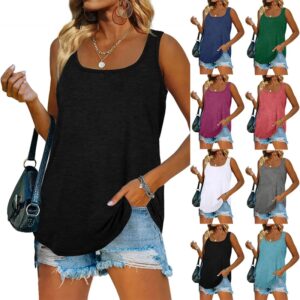 Camisetas sin mangas con cuello en U para mujer
