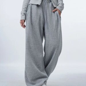 HOUZHOU-pantalones de chándal deportivos para mujer, pantalón holgado de cintura alta, estilo Harajuku, moda coreana, informal, color gris, Y2k